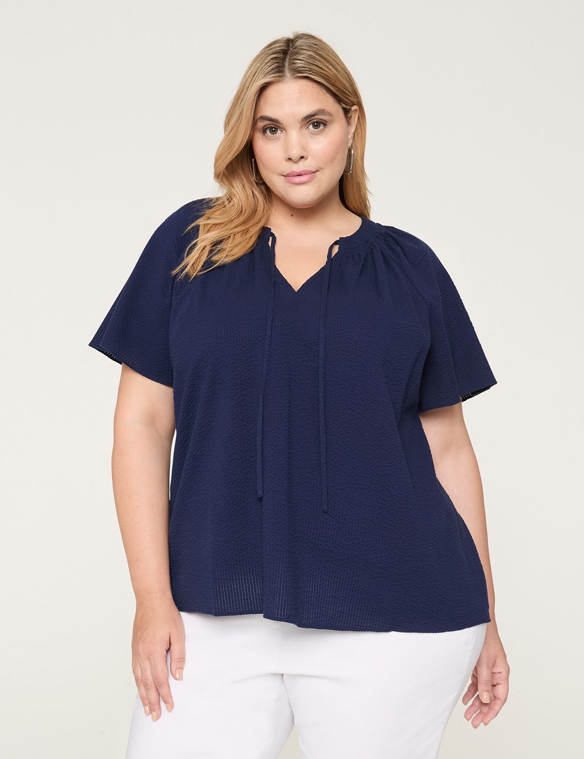 Swing Flutter Sleeve Split Neck Pop Product Image 1