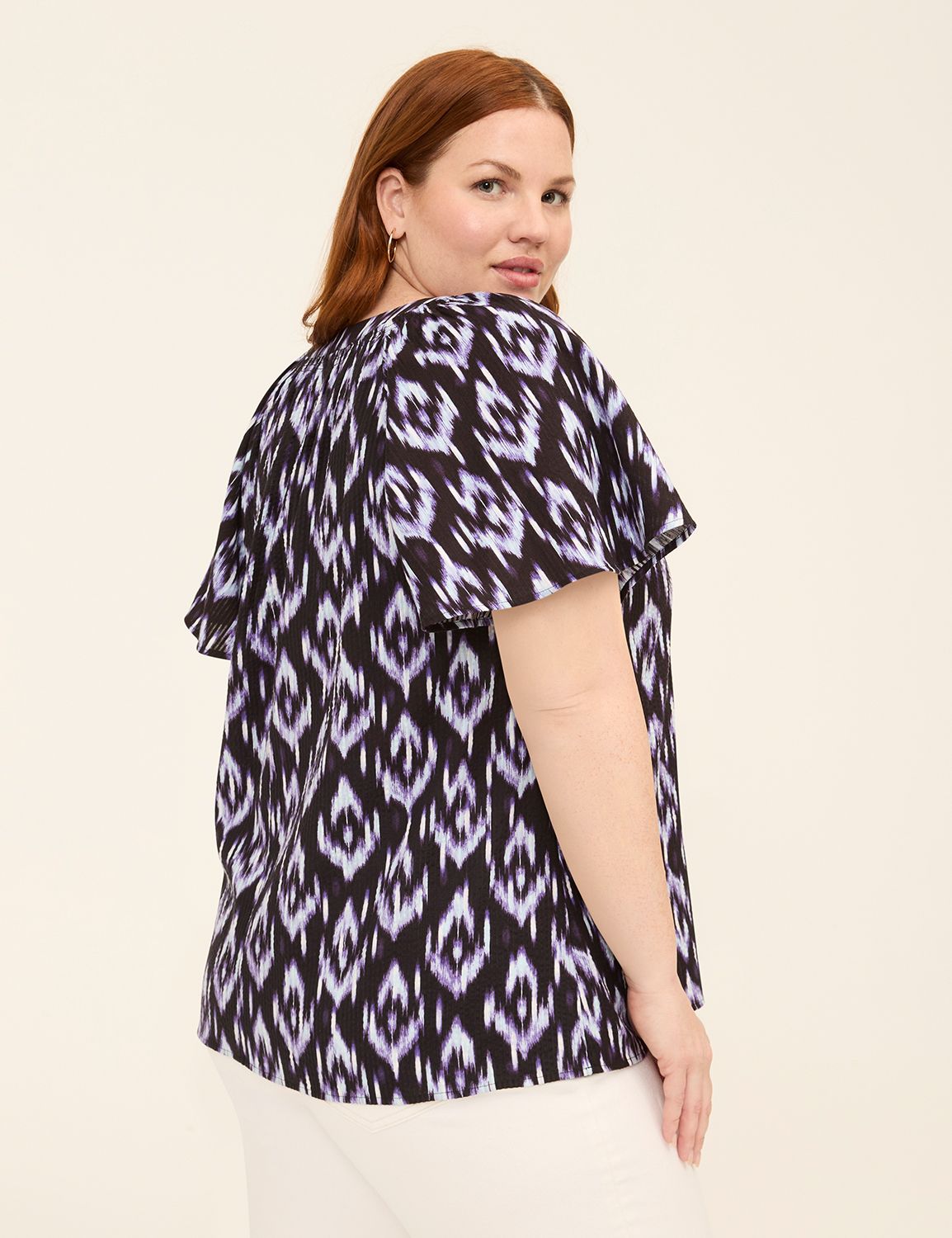 Swing Flutter Sleeve Split Neck Pop Product Image 2