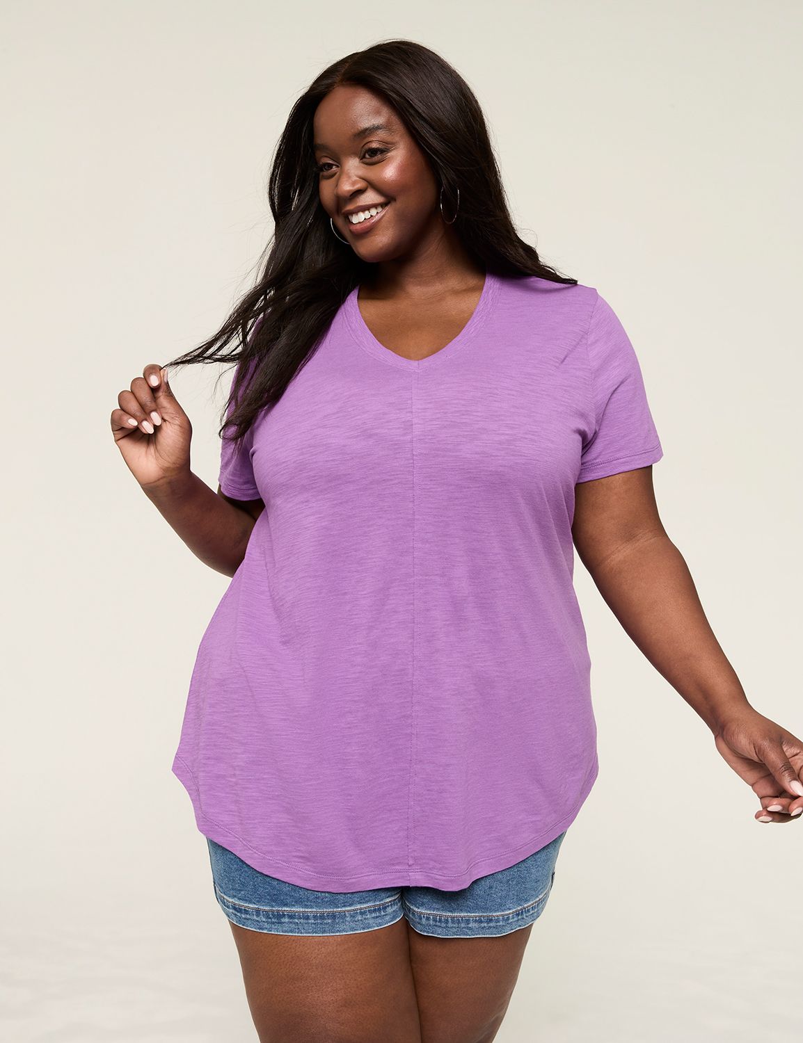Casual Short Sleeve V-Neck CF Seame Product Image 1