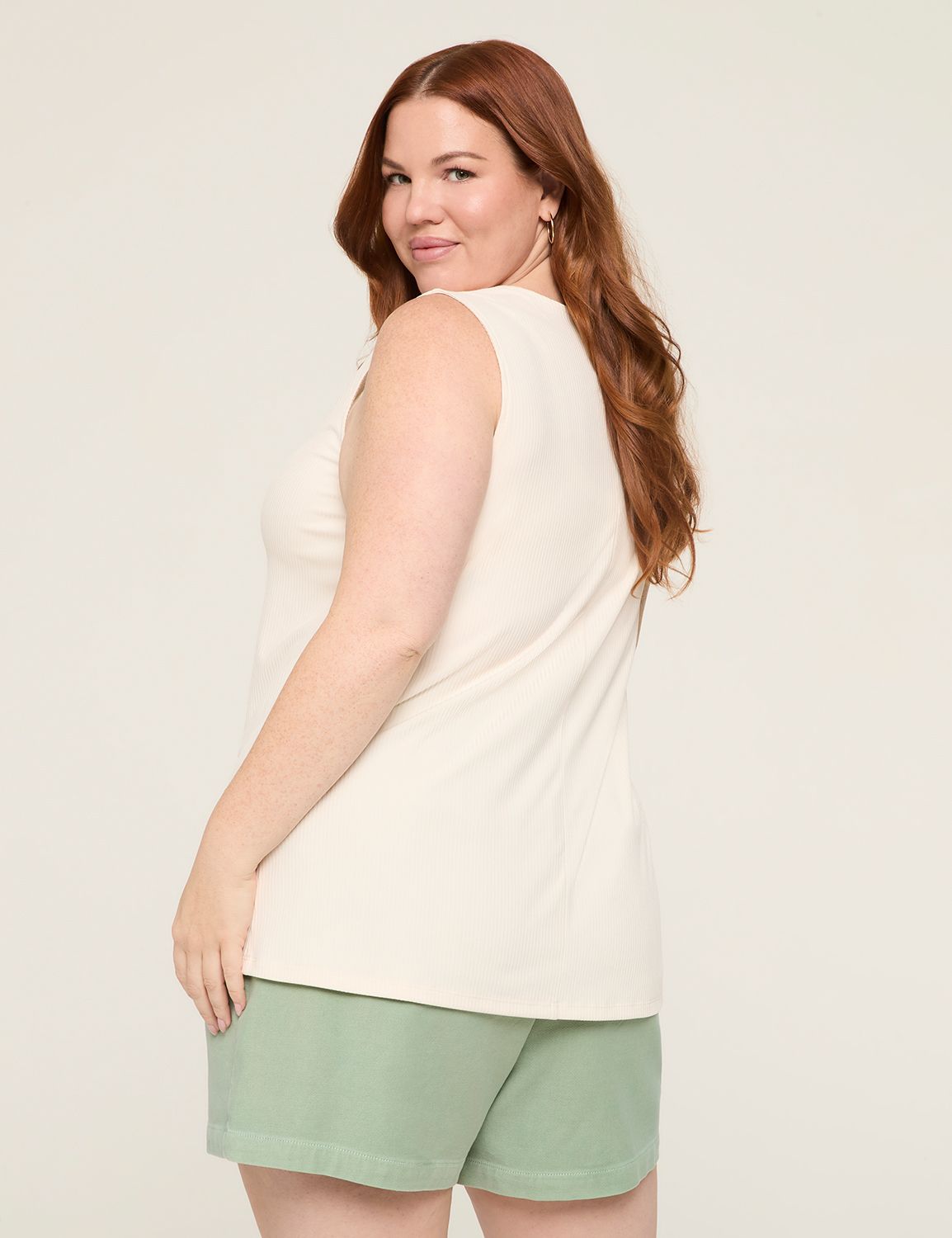 Lace-Trim Ribbed Tank