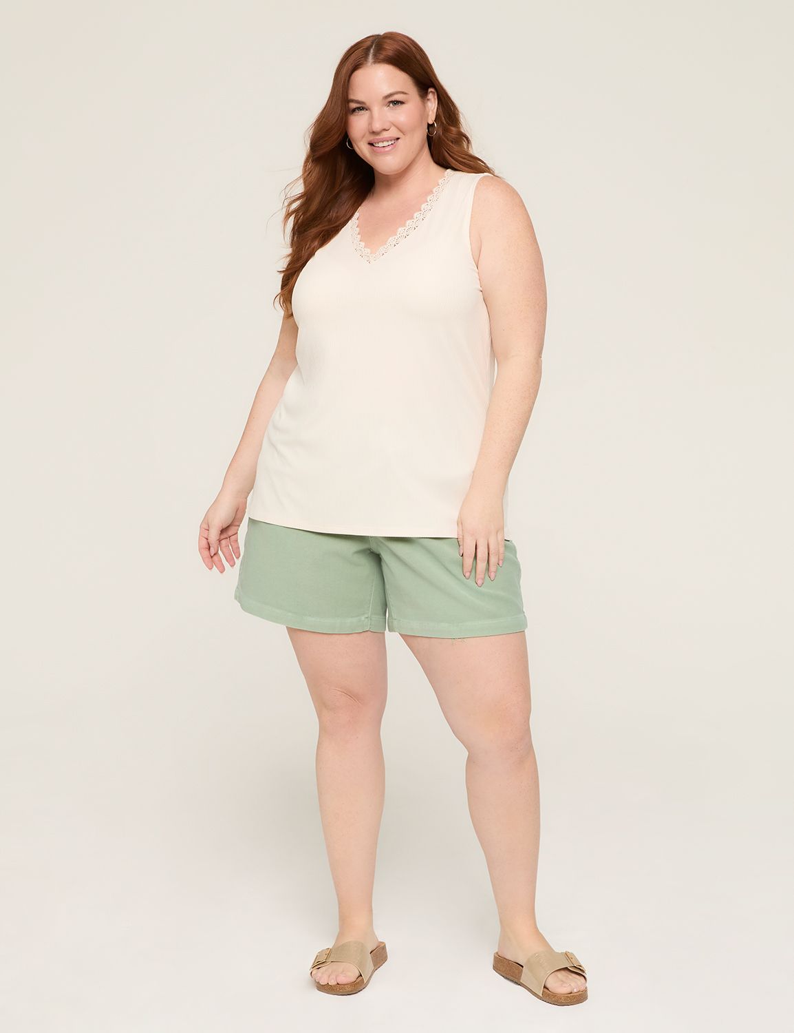 Refined Sleeveless Deep V Trim Tank Product Image 3
