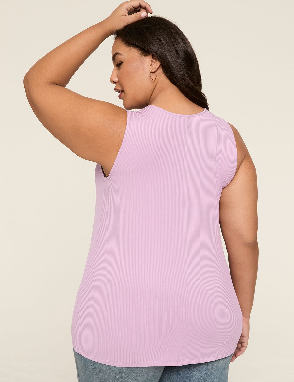 Refined Sleeveless Deep V Trim Tank Product Image 2