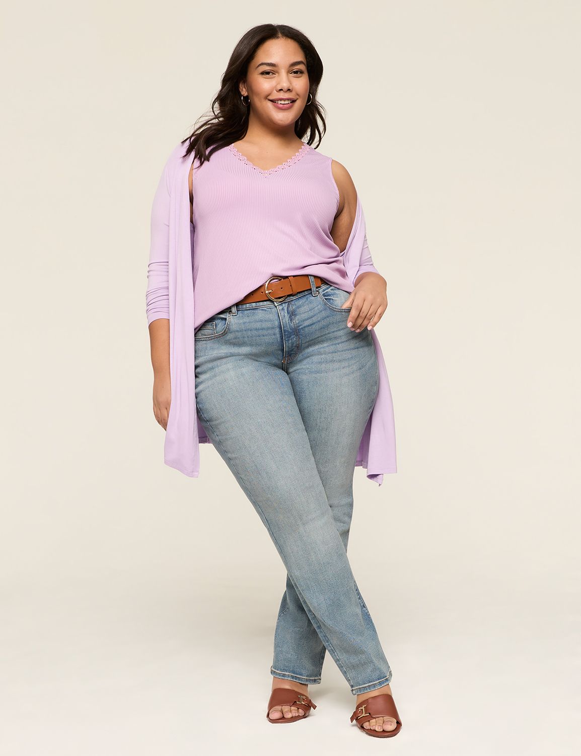 Refined Sleeveless Deep V Trim Tank Product Image 3