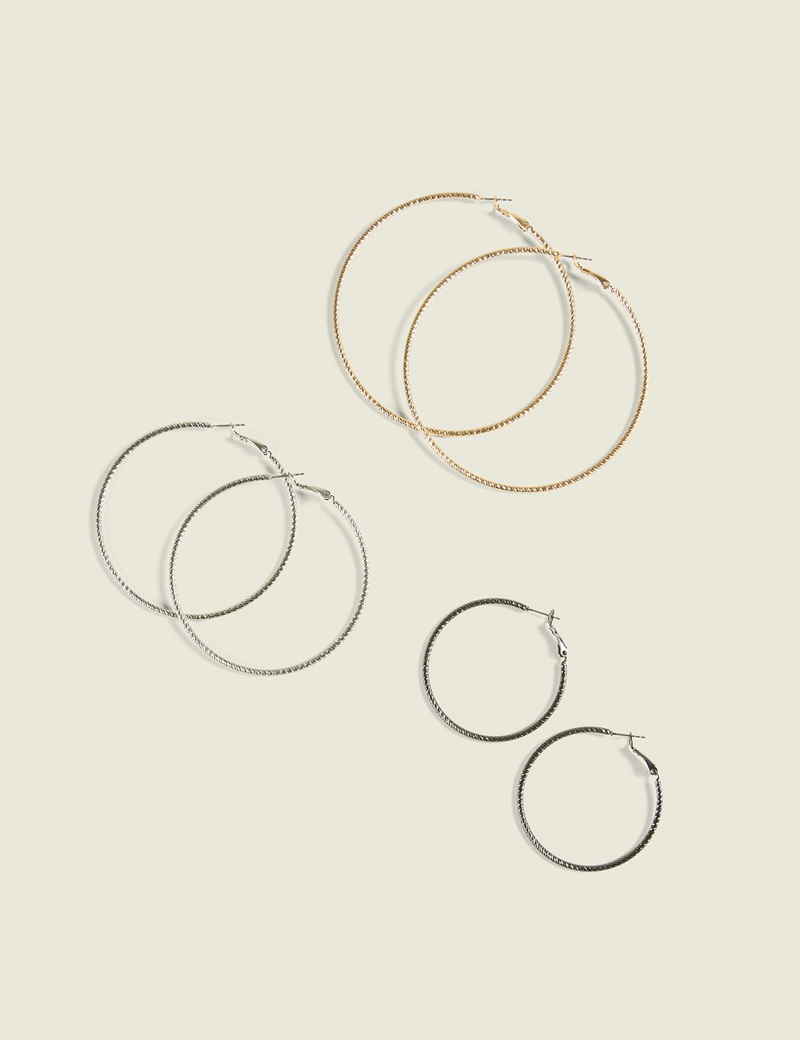 Mixed Metal Textured Hoop 3 Pack Product Image 1