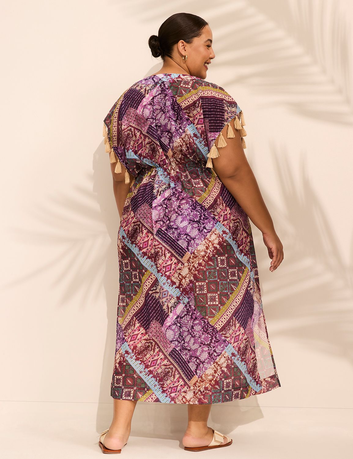 Chiffon Tassel-Trim Duster Cover-Up