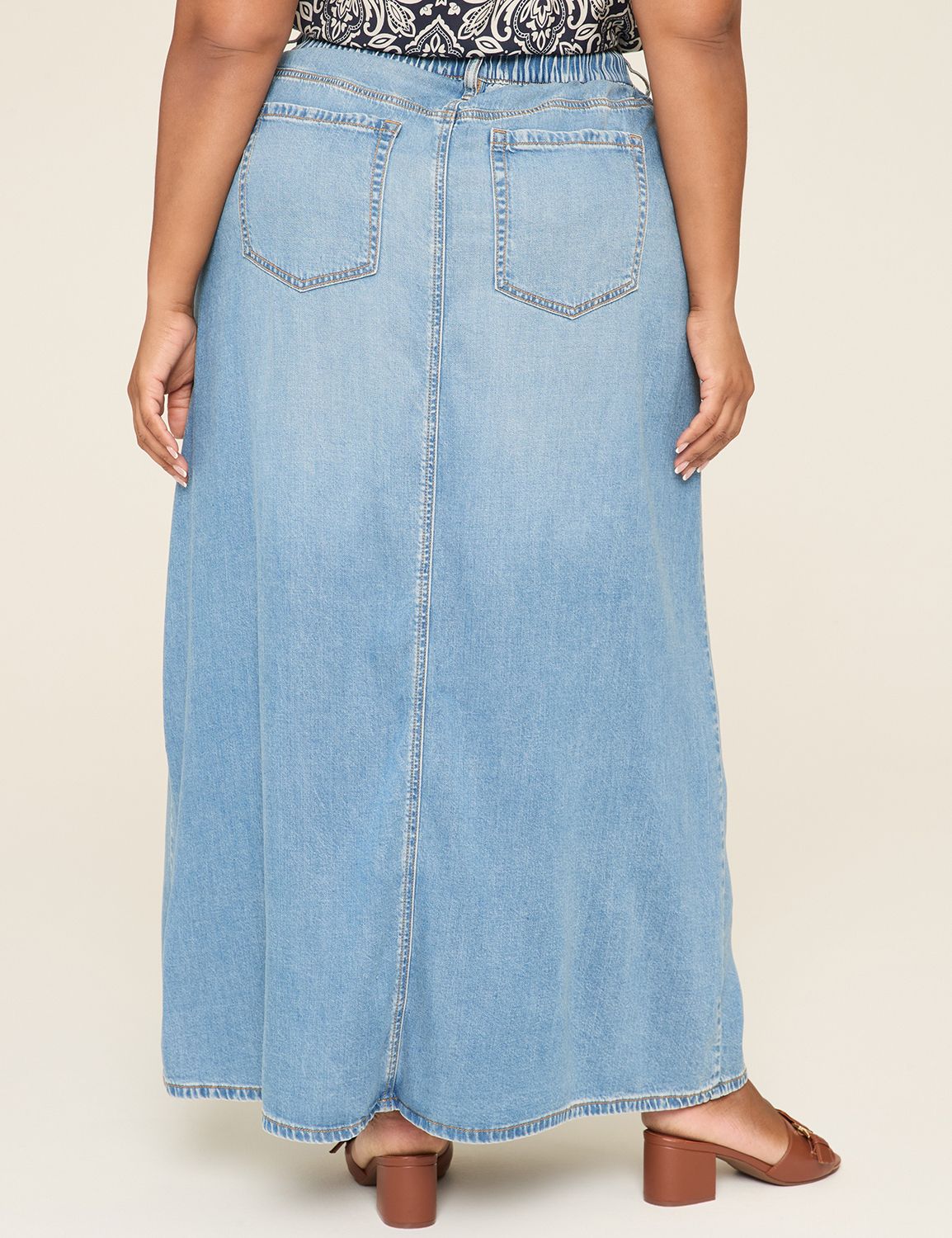 Pull-On Fit Lightweight Denim Maxi Skirt | LaneBryant