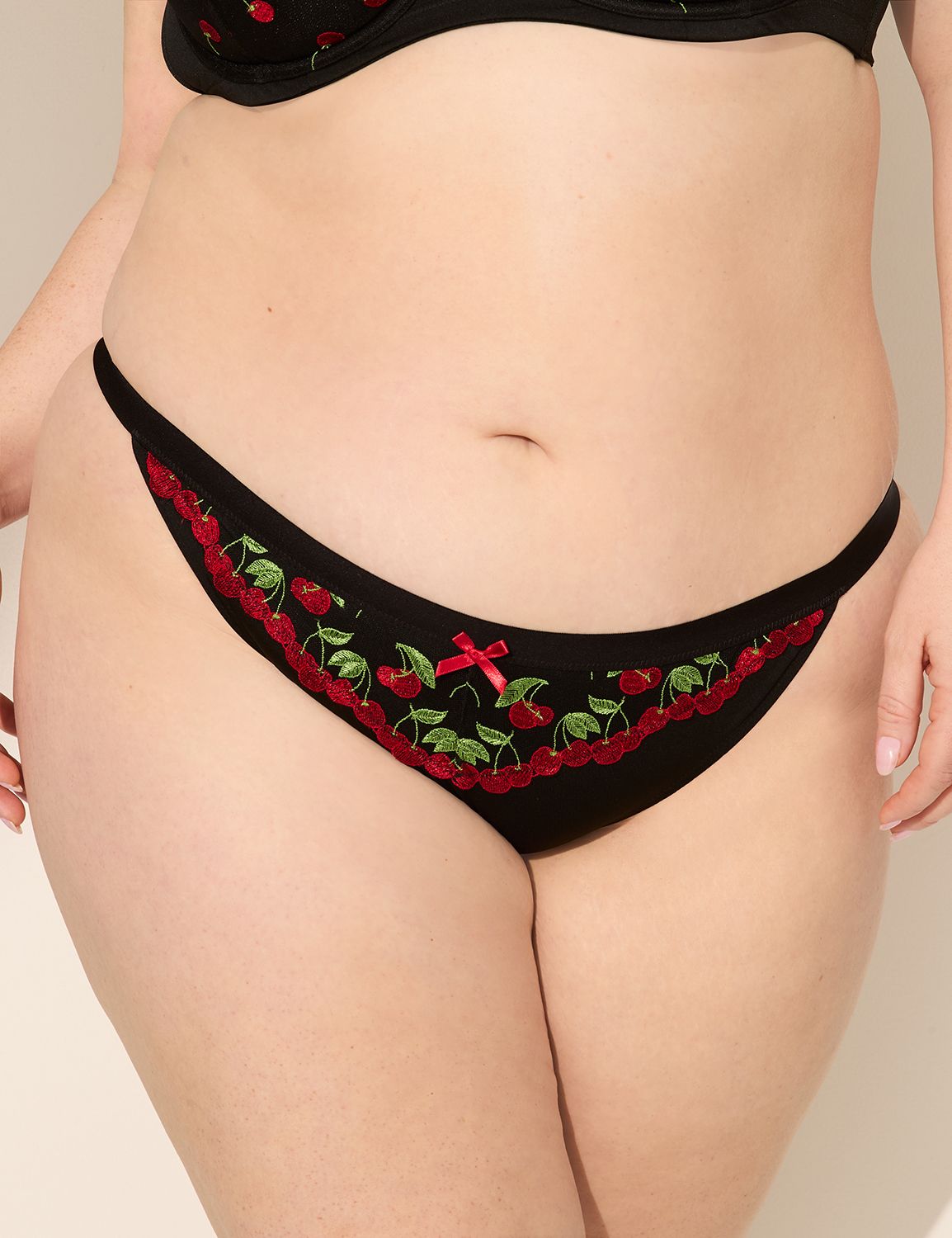 Embroidered Cherry Crotchless Brazilian