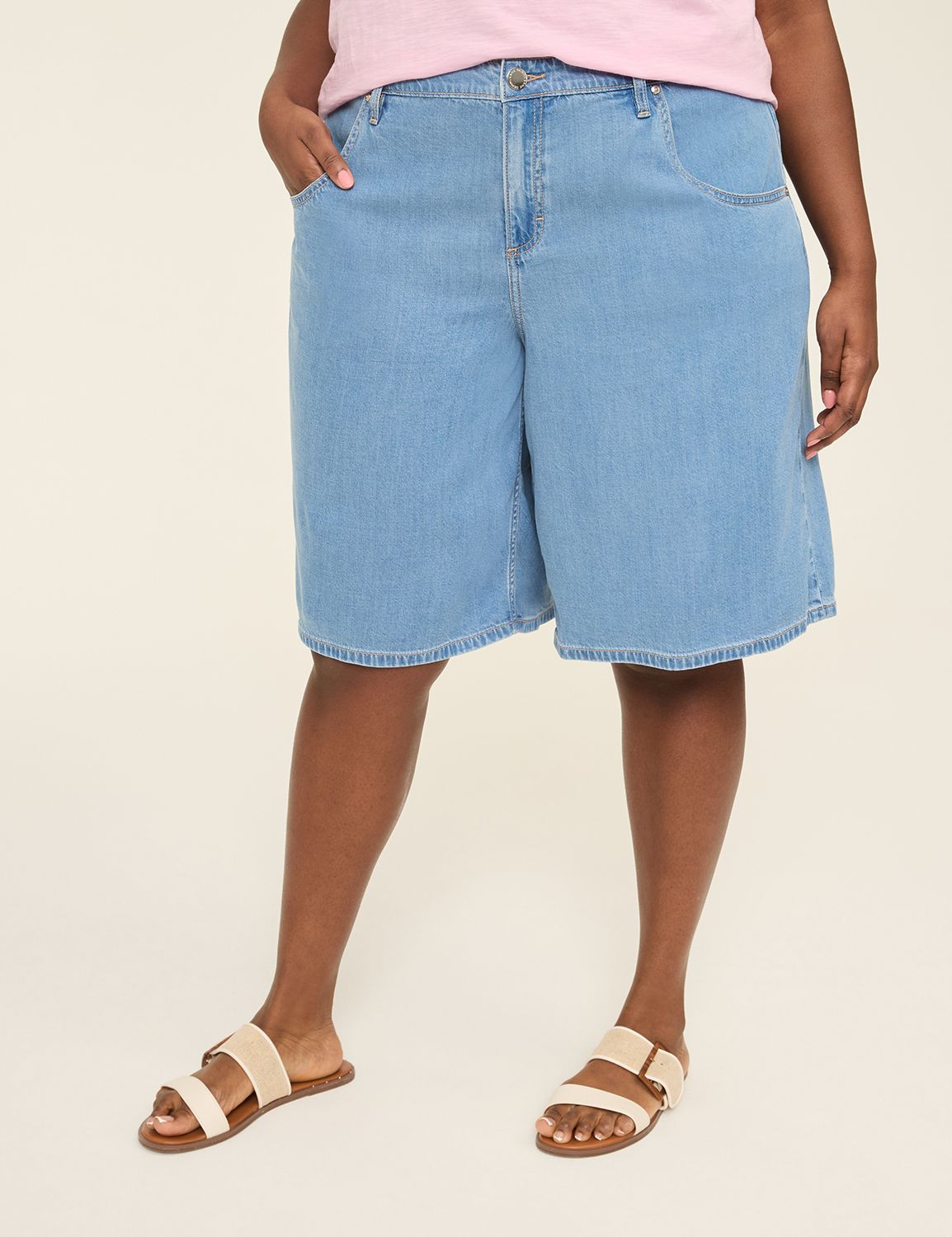 MID RISE LONG DENIM SHORT-CAMDEN WA | LaneBryant