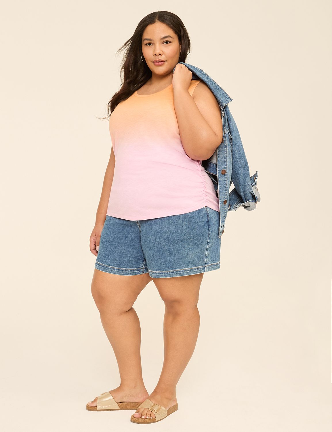 Casual Scoop Neck Side Ruched Tank Product Image 3