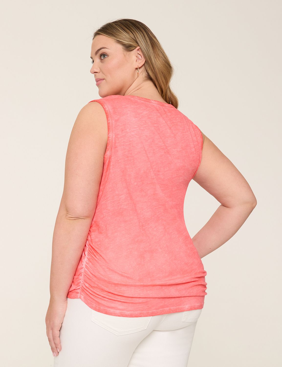 Casual Scoop Neck Side Ruched Tank Product Image 2