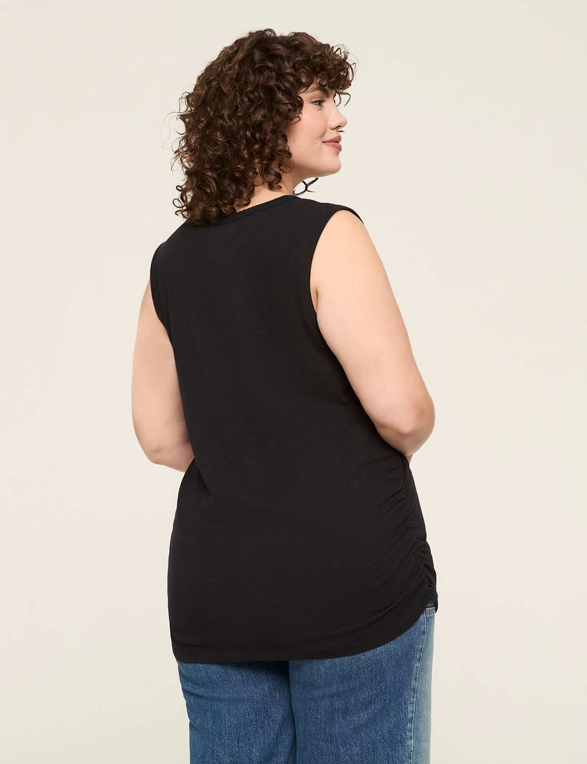 Casual Scoop Neck Side Ruched Tank Product Image 2