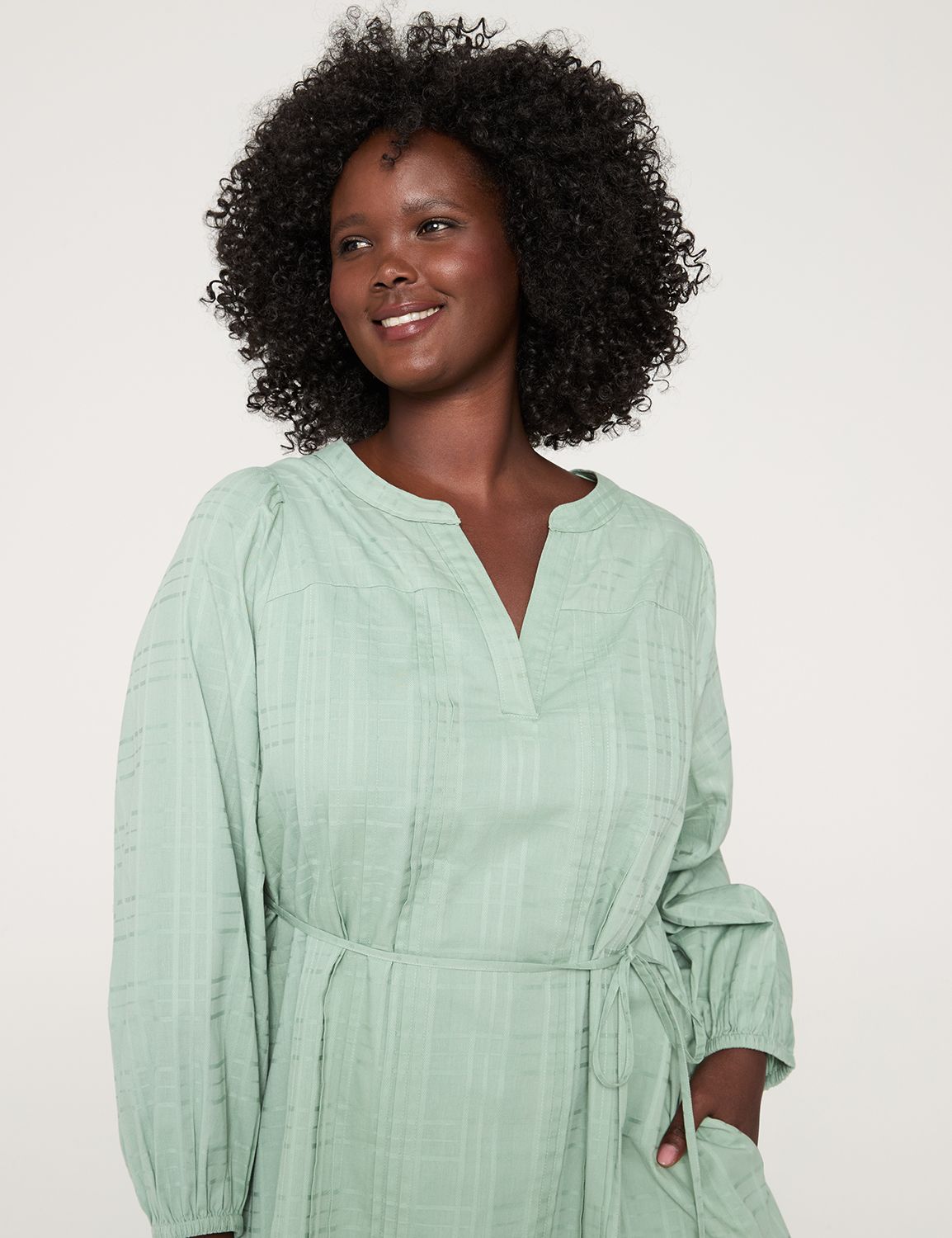 Split-Neck Pintuck Dress | LaneBryant
