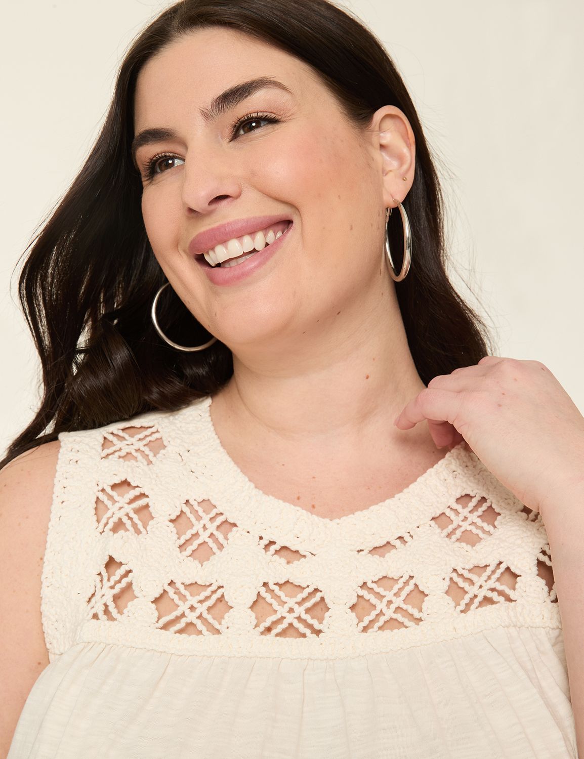 Style Co Womens Crochet Yoke Top Black Size X Large main image 0