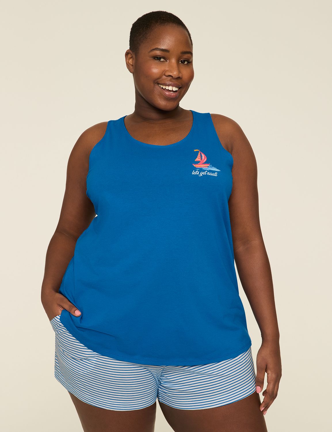 Cotton Racerback Tank and Short PJ Product Image 1