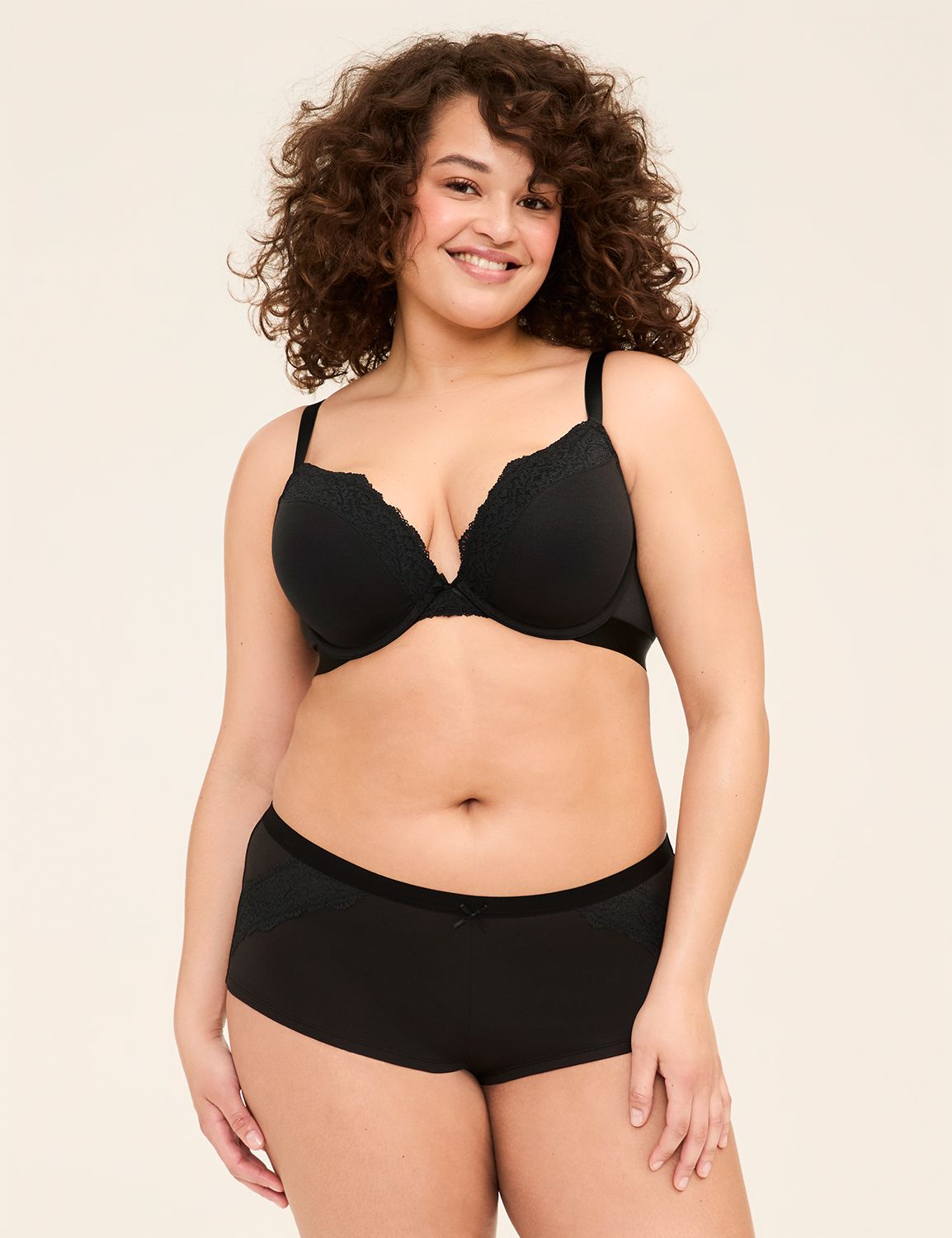 Cotton Plunge Luna Lace Trim Neckli Product Image 4