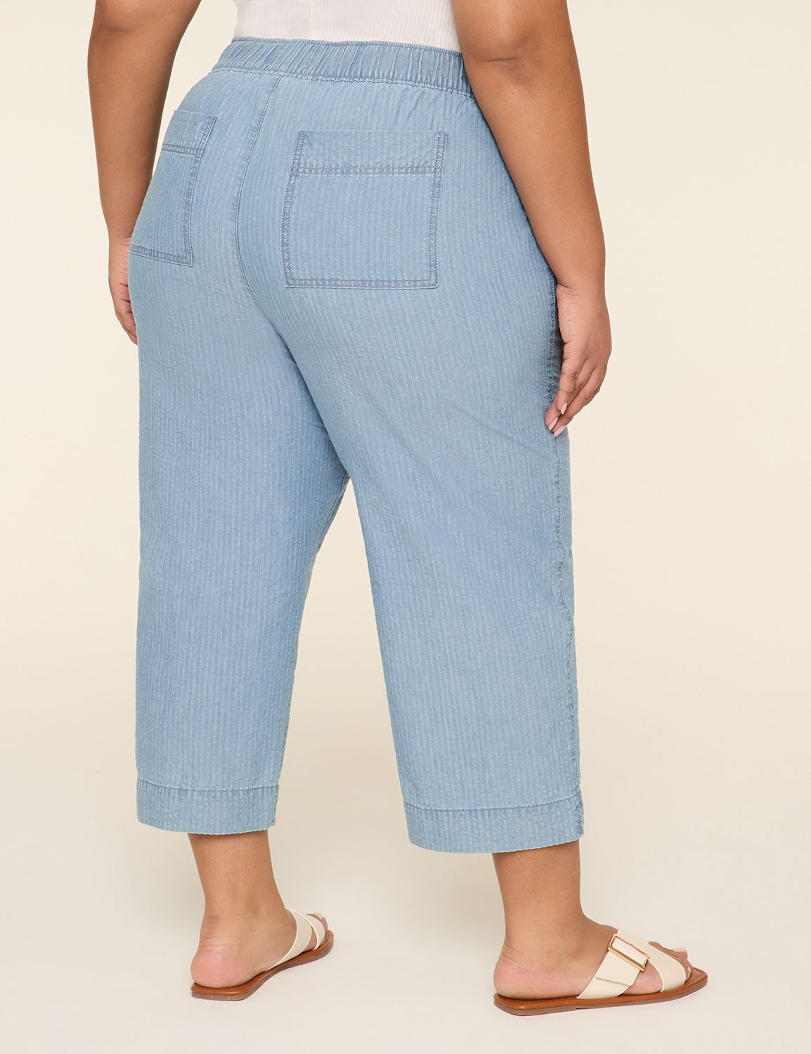 Seersucker Pull-On Crop Pant