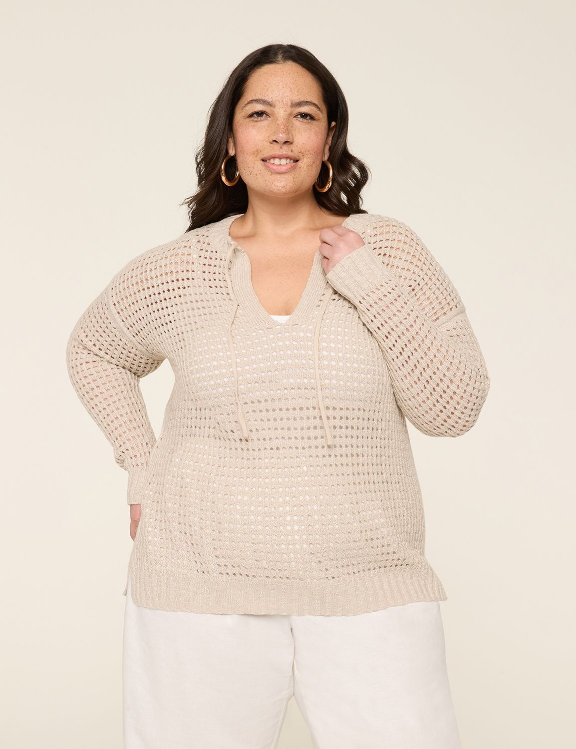 Classic Long Sleeve Notch Neck Swea Product Image 1