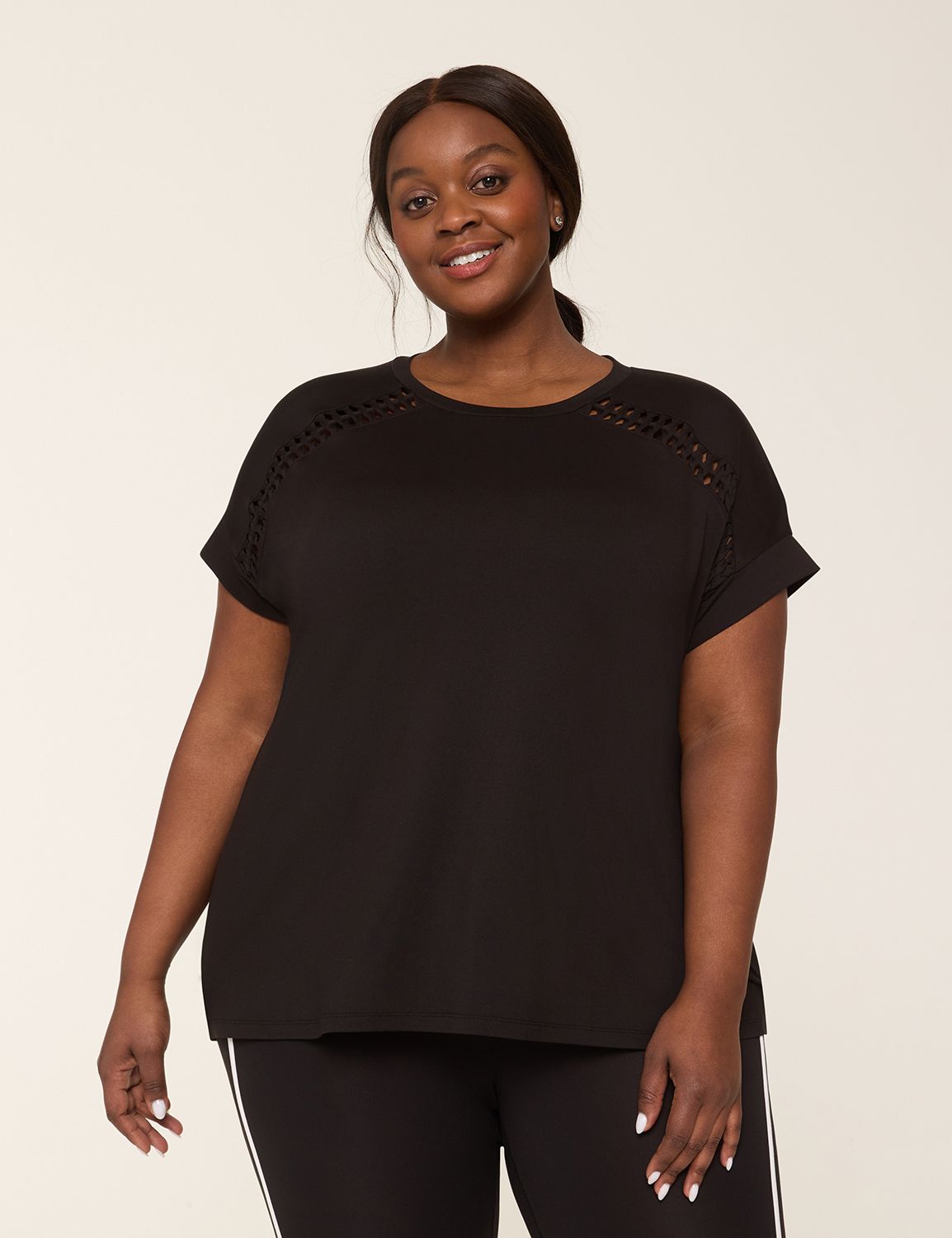 LIVI Soft Macrame-Detail Crew-Neck Tee