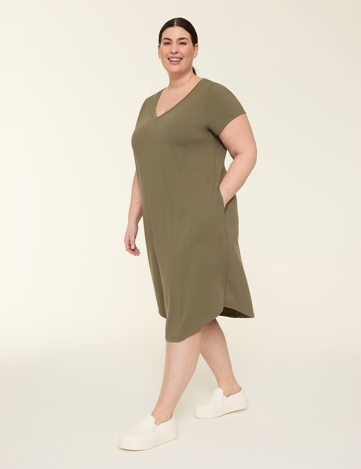 midi black short sleeve dress Short Sleeve Linen Midi Dress (Black)