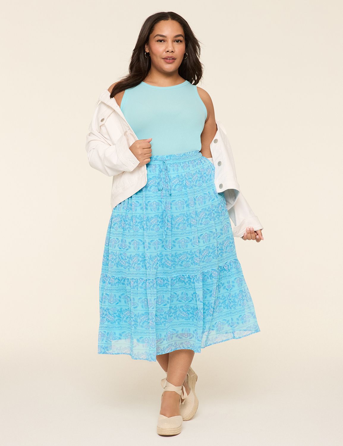 Andi Floral Tiered Long Midi Skirt Product Image 3