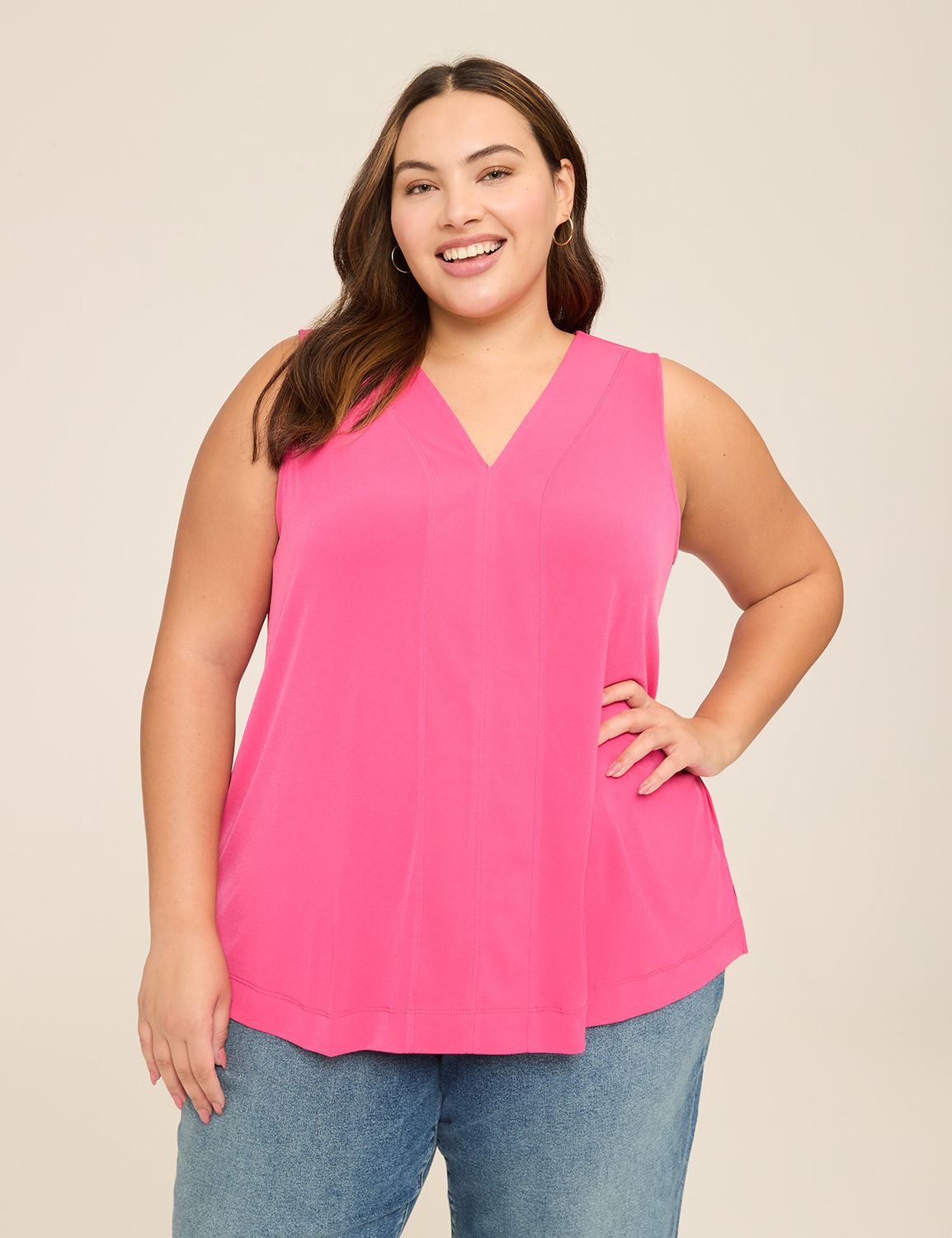 Sleeveless V Neck Side Slit Top S 1 Product Image 1