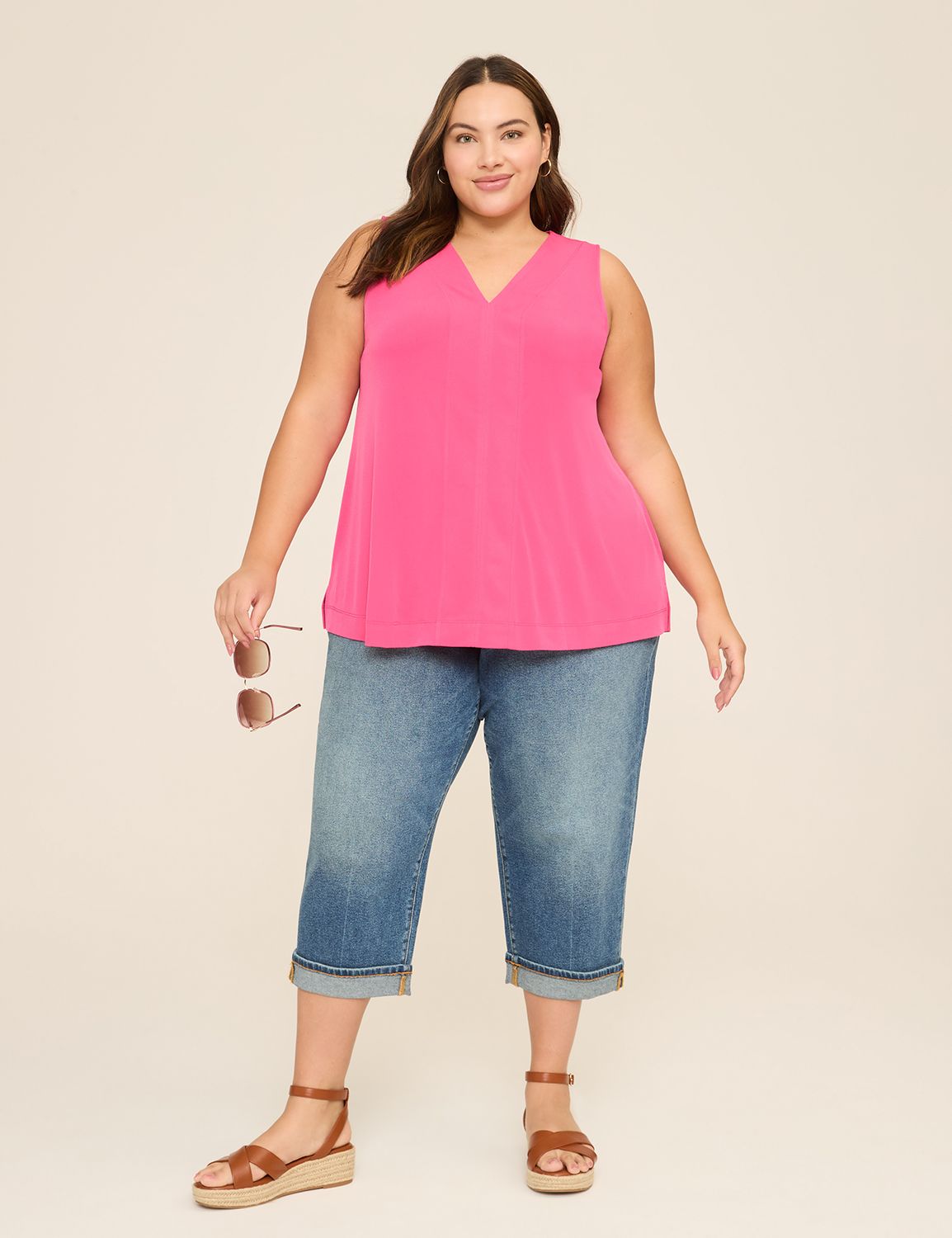 Sleeveless V Neck Side Slit Top S 1 Product Image 3