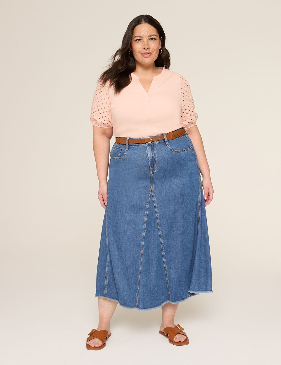 Eyelet Short Sleeve Notched Neck Ri Product Image 3