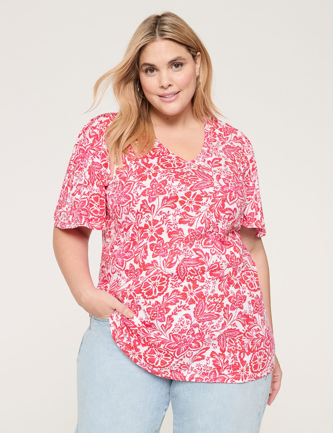 Casual Flutter Sleeve V Neck Top S Product Image 1