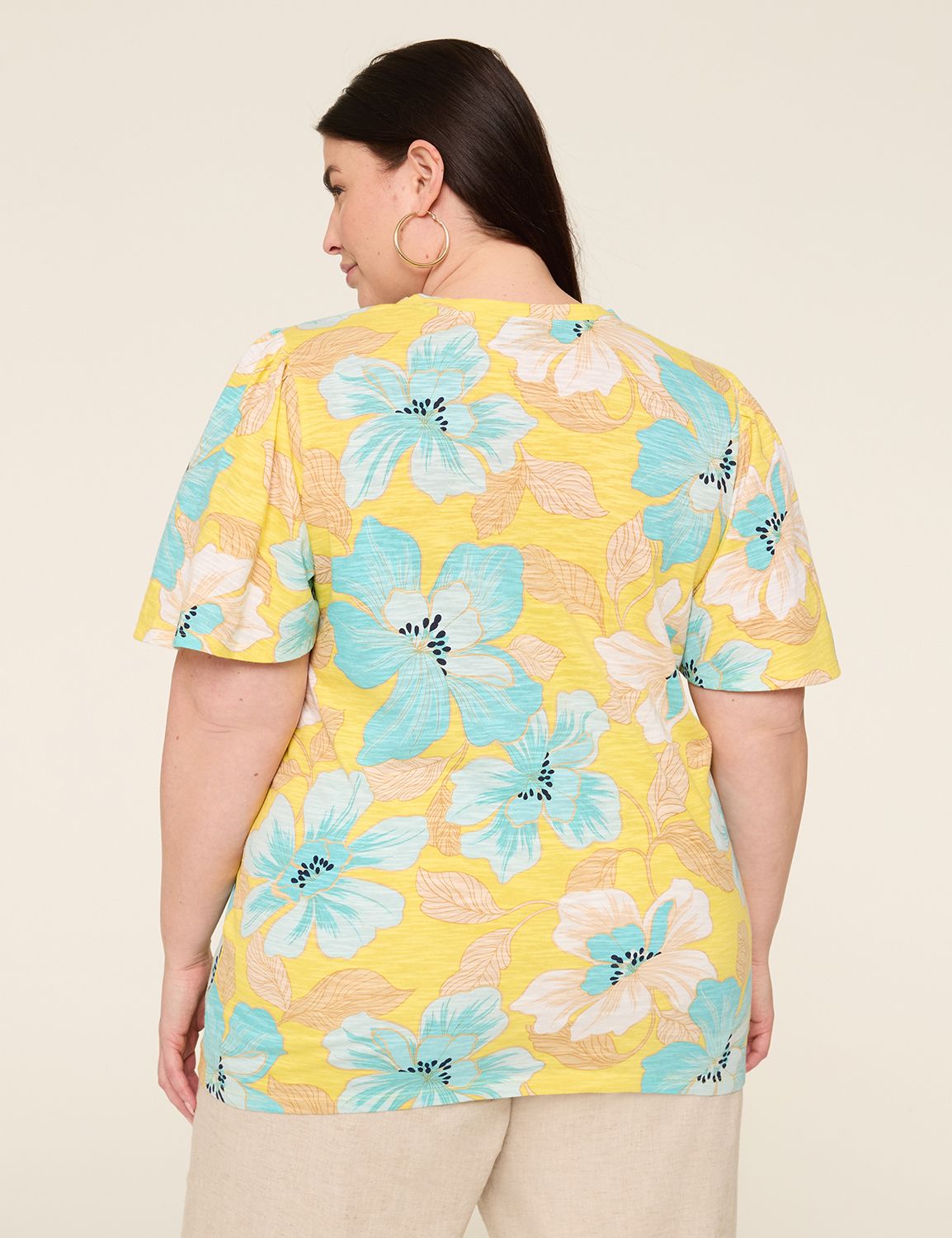 Casual Flutter Sleeve V Neck Top S Product Image 2