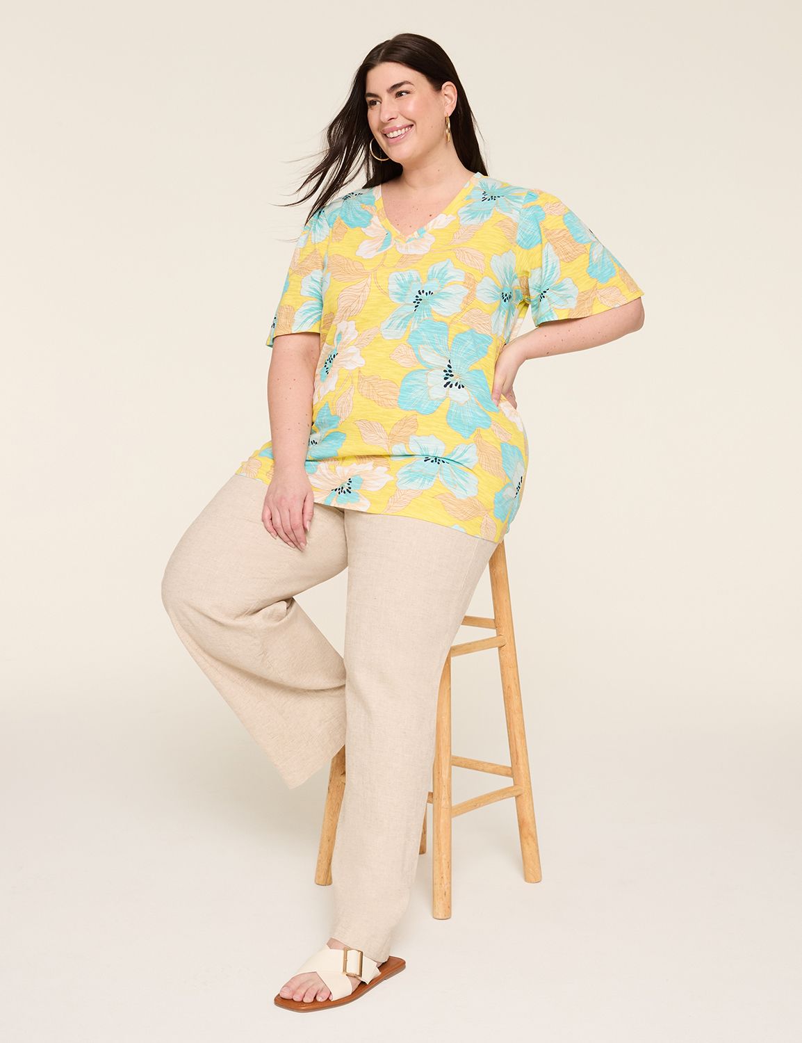 Casual Flutter Sleeve V Neck Top S Product Image 3