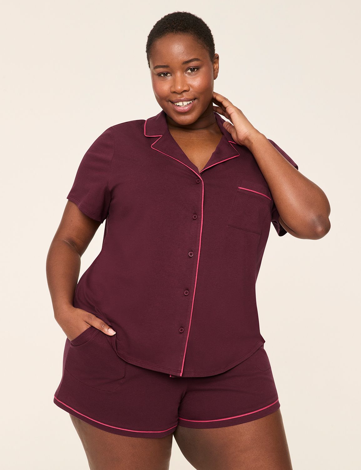 CVC Notch Neck & Short PJ Set 11460 Product Image 1