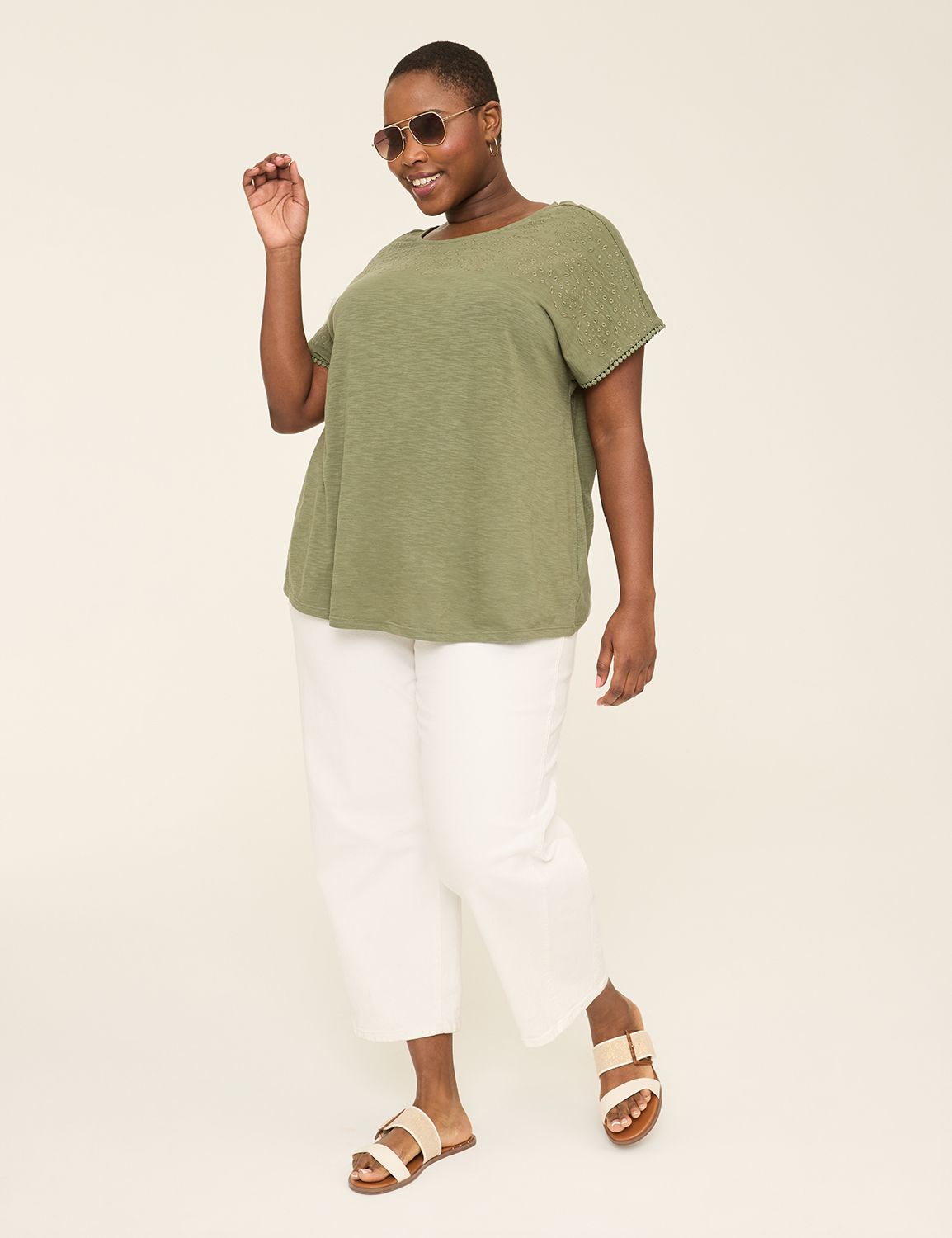 Dolman-Sleeve Eyelet-Detail Top | LaneBryant