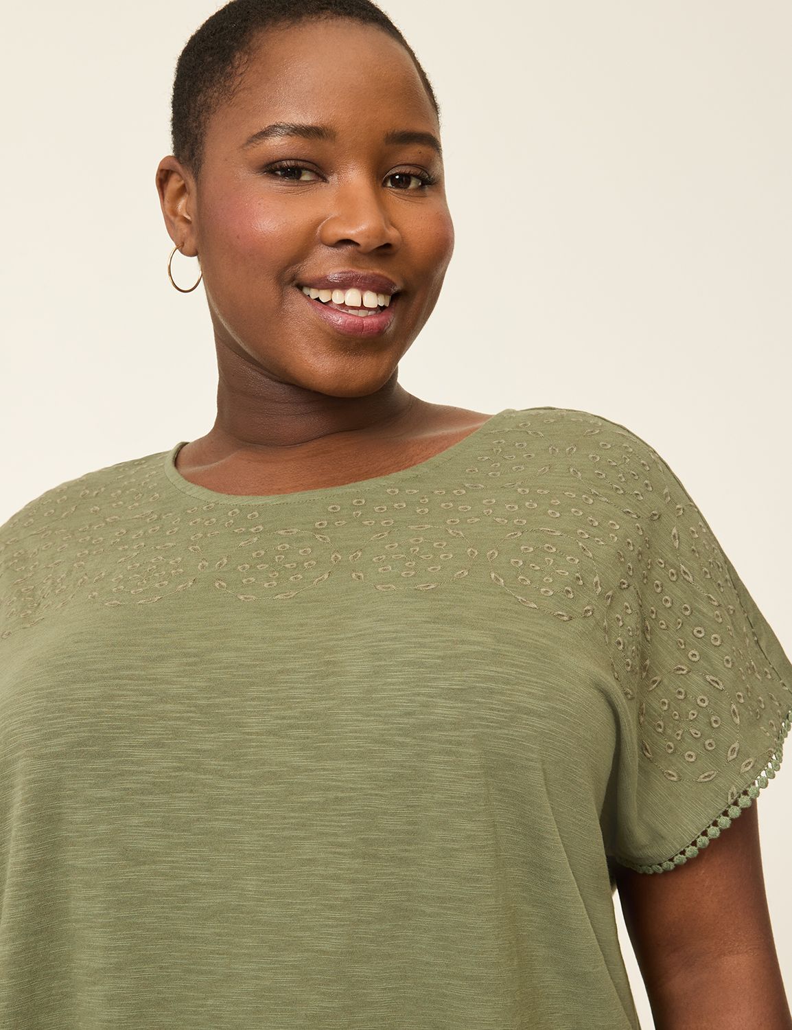 Dolman-Sleeve Eyelet-Detail Top | LaneBryant