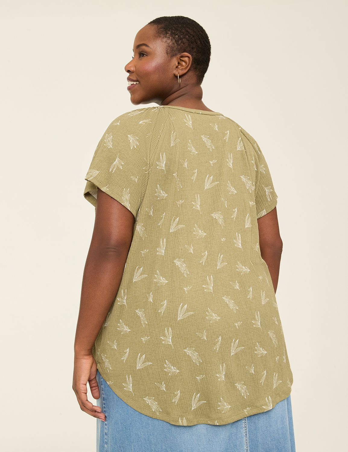 Dolman Short Sleeve Shirred Notched Product Image 2