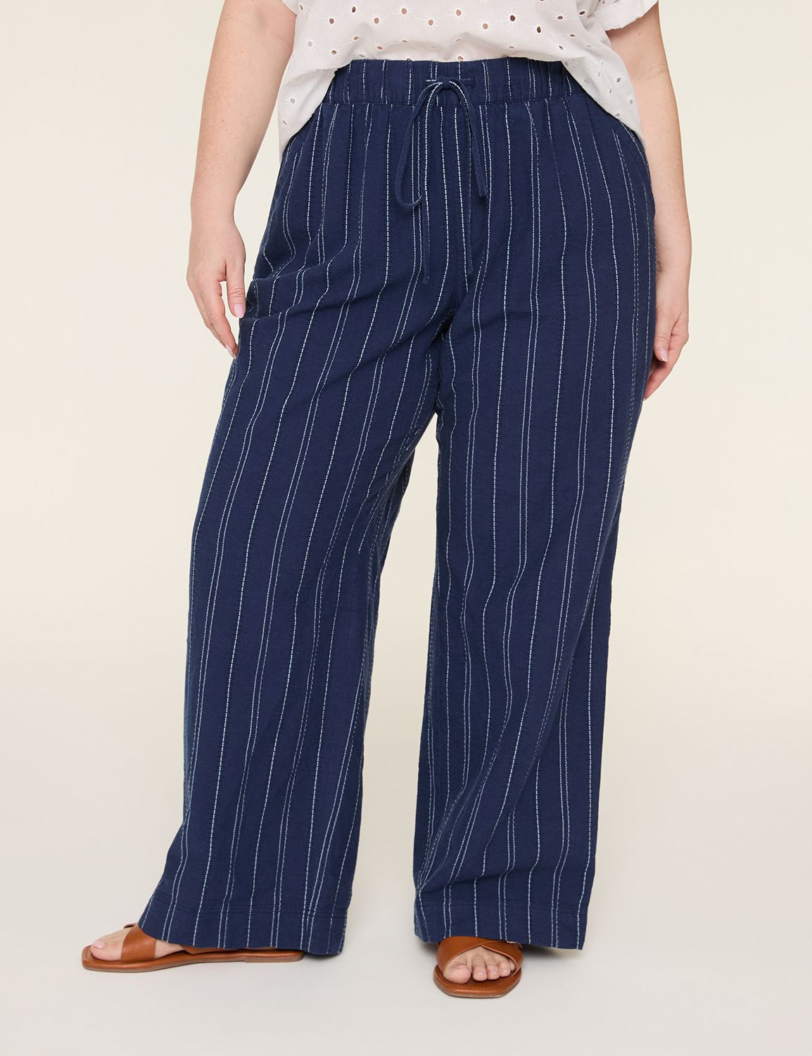 Stripe Linen Wide Leg Pant | LaneBryant