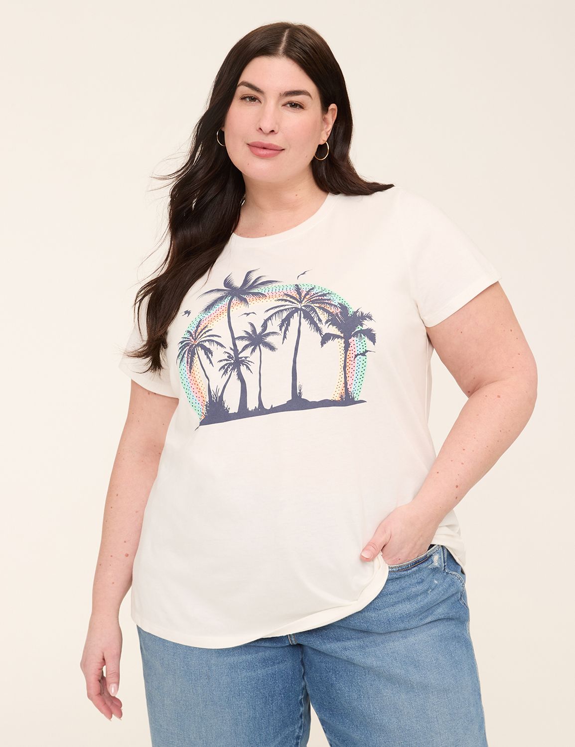 Cropped Short Sleeve Crew Neck Tee main image 1