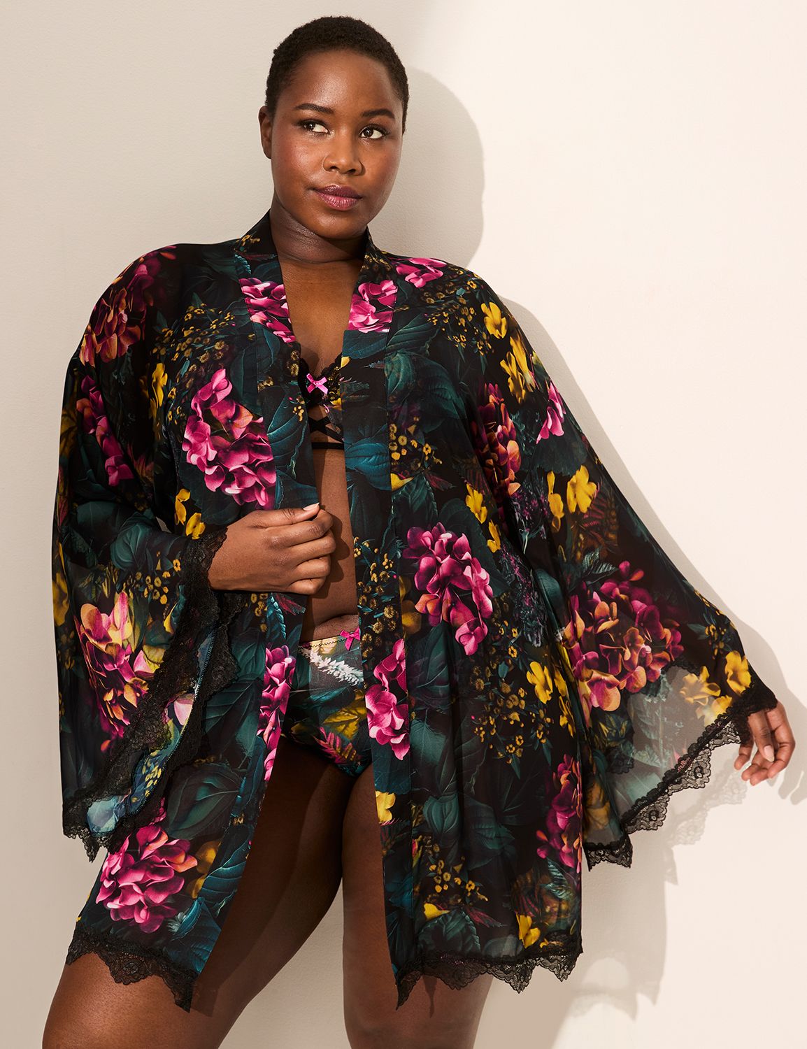 Drama Sleeve Robe with Trim Lace 11 Product Image 3