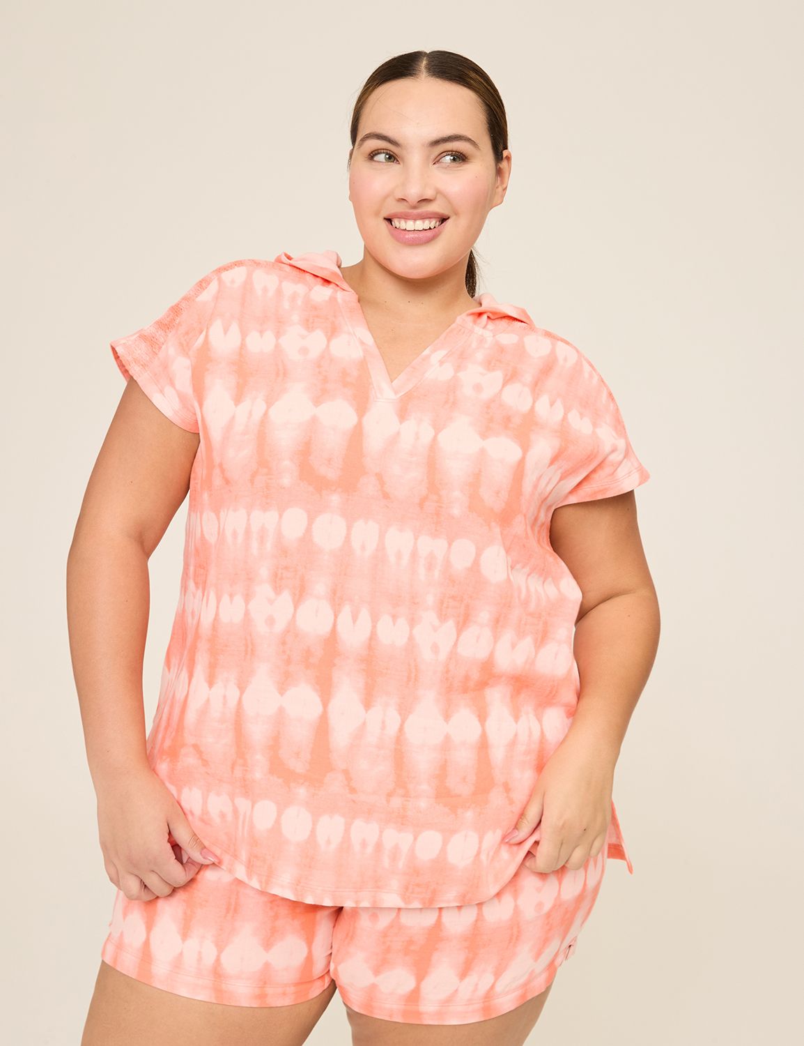 LIVI Gauze Short-Sleeve Hooded Top | LaneBryant
