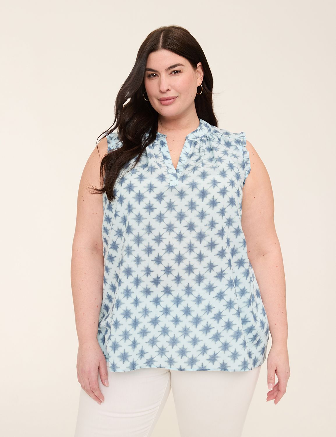 Classic Ruffle Sleeve Split Neck Po Product Image 1
