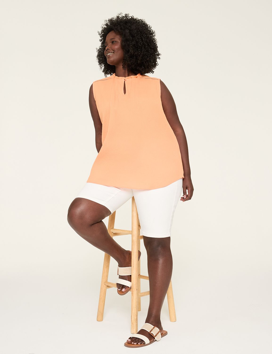 Classic Ruffle Collar Notch Neck Ta Product Image 3