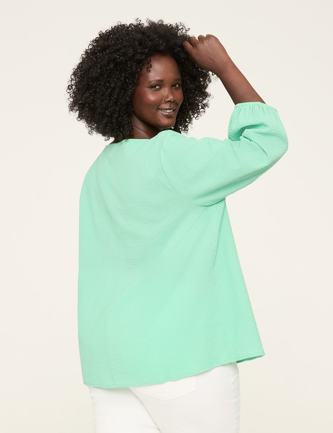Relaxed 3/4 Sleeve Split Neck Popov Product Image 2