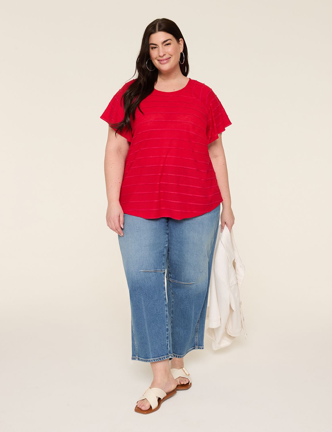 Shirred Split Neck Raglan main image 0