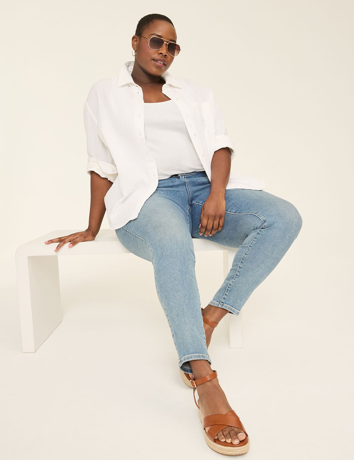 Long Sleeve Button Down Gauze Top S Product Image 3