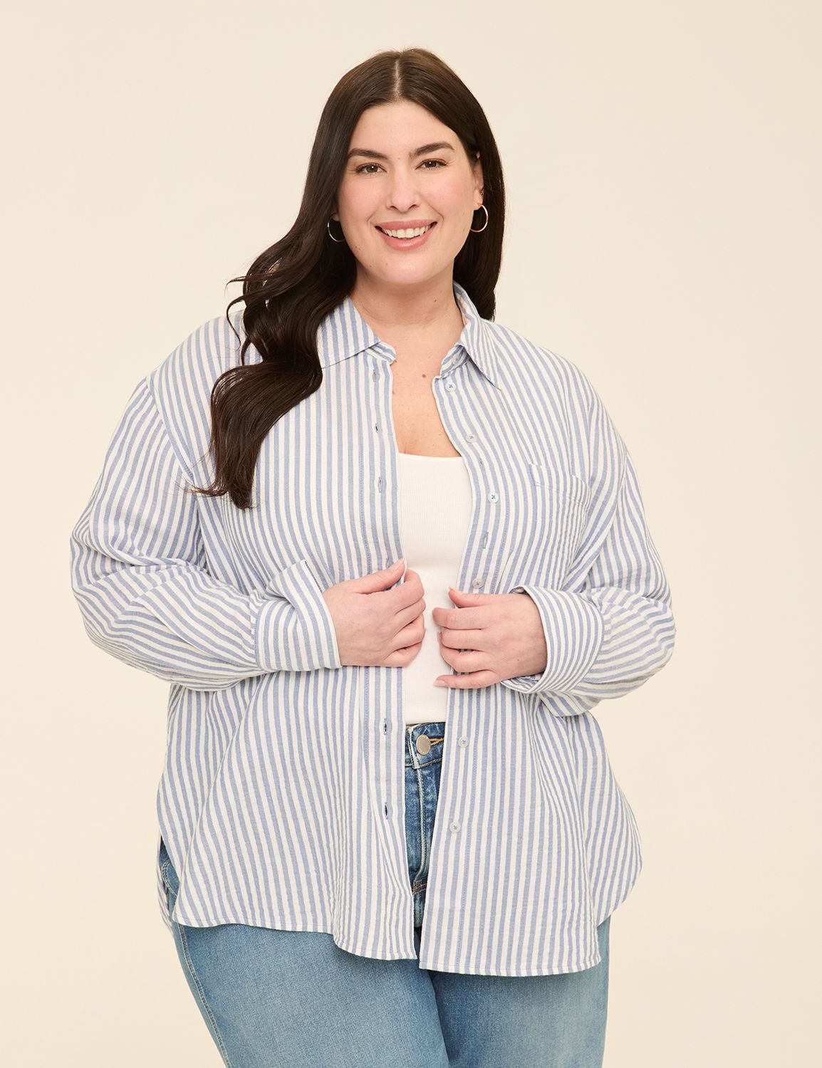 Long Sleeve Button Down Gauze Top S Product Image 1