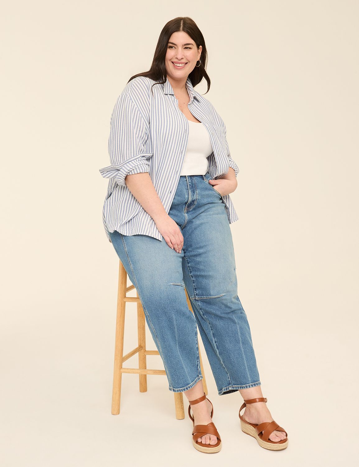 Long Sleeve Button Down Gauze Top S Product Image 3