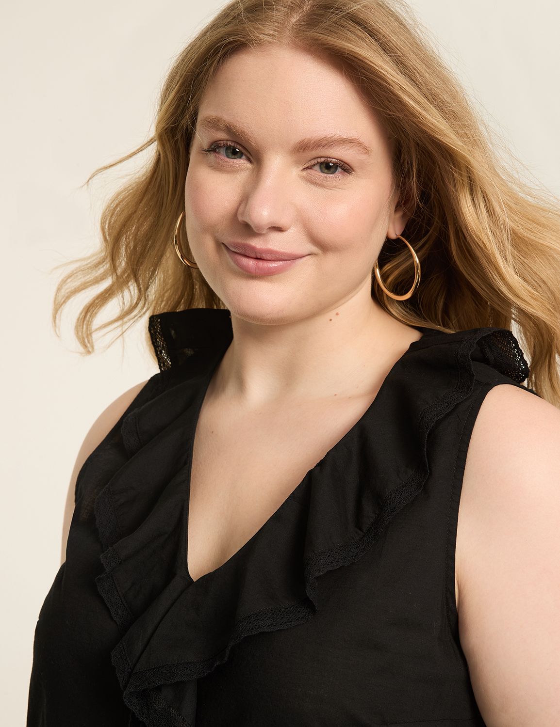 Classic Sleeveless Ruffle Neck Popo | LaneBryant