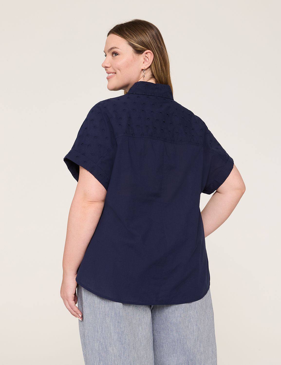 Relaxed SS Dolman Placket Front Eye Product Image 2