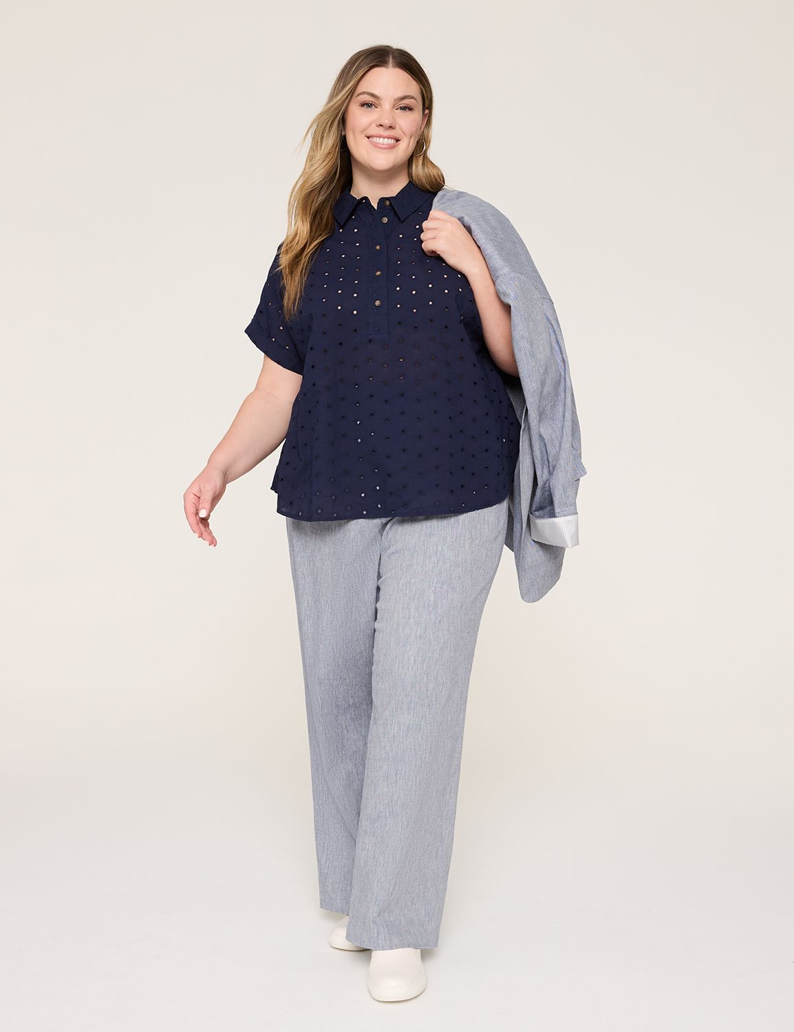 Relaxed SS Dolman Placket Front Eye Product Image 3