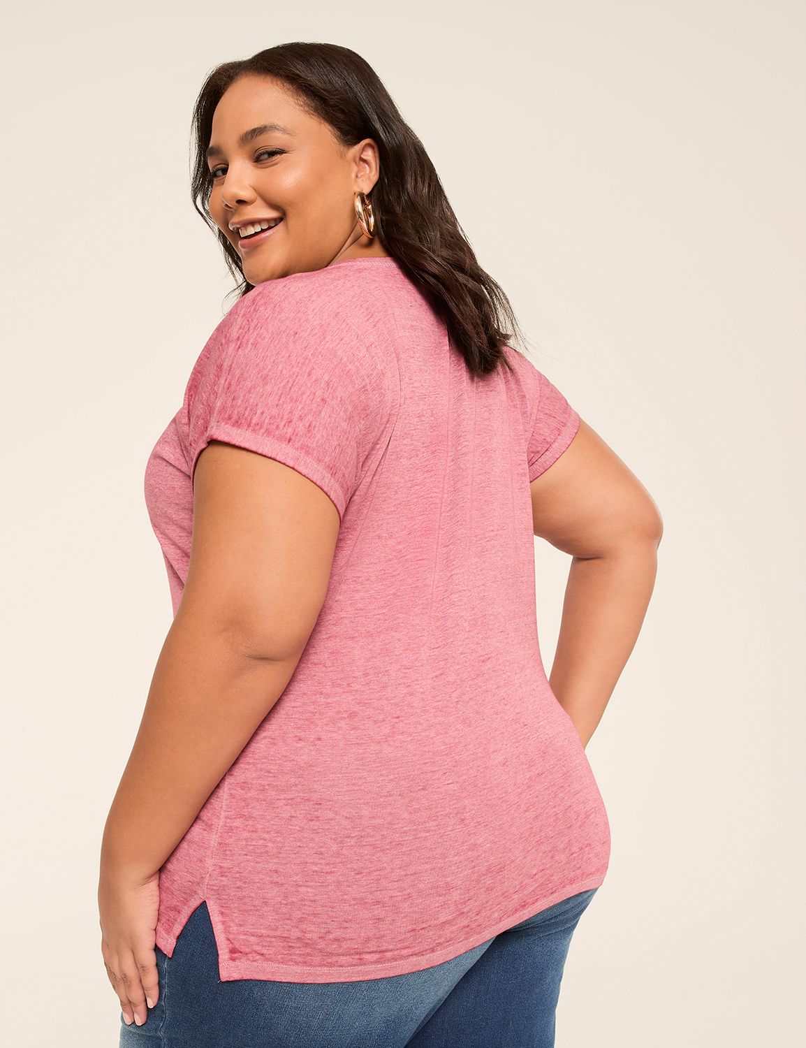 Dolman-Sleeve V-Neck Tee