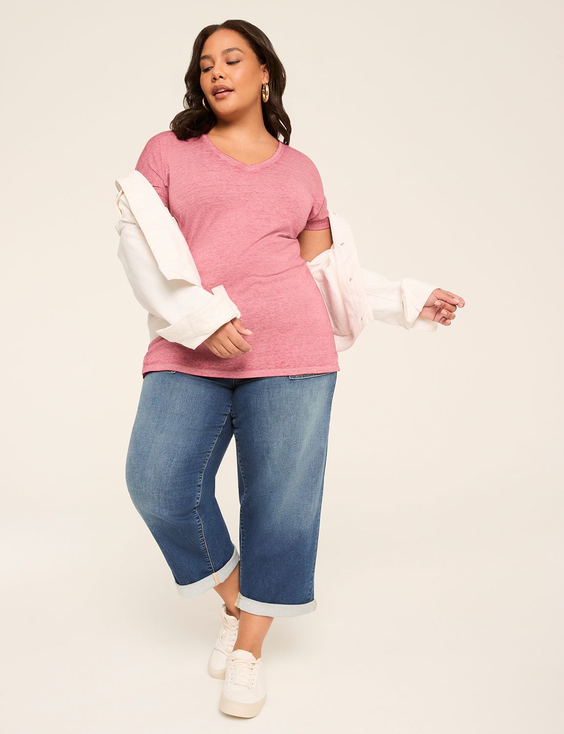 Casual Short Sleeve V-Neck Dolman T Product Image 3